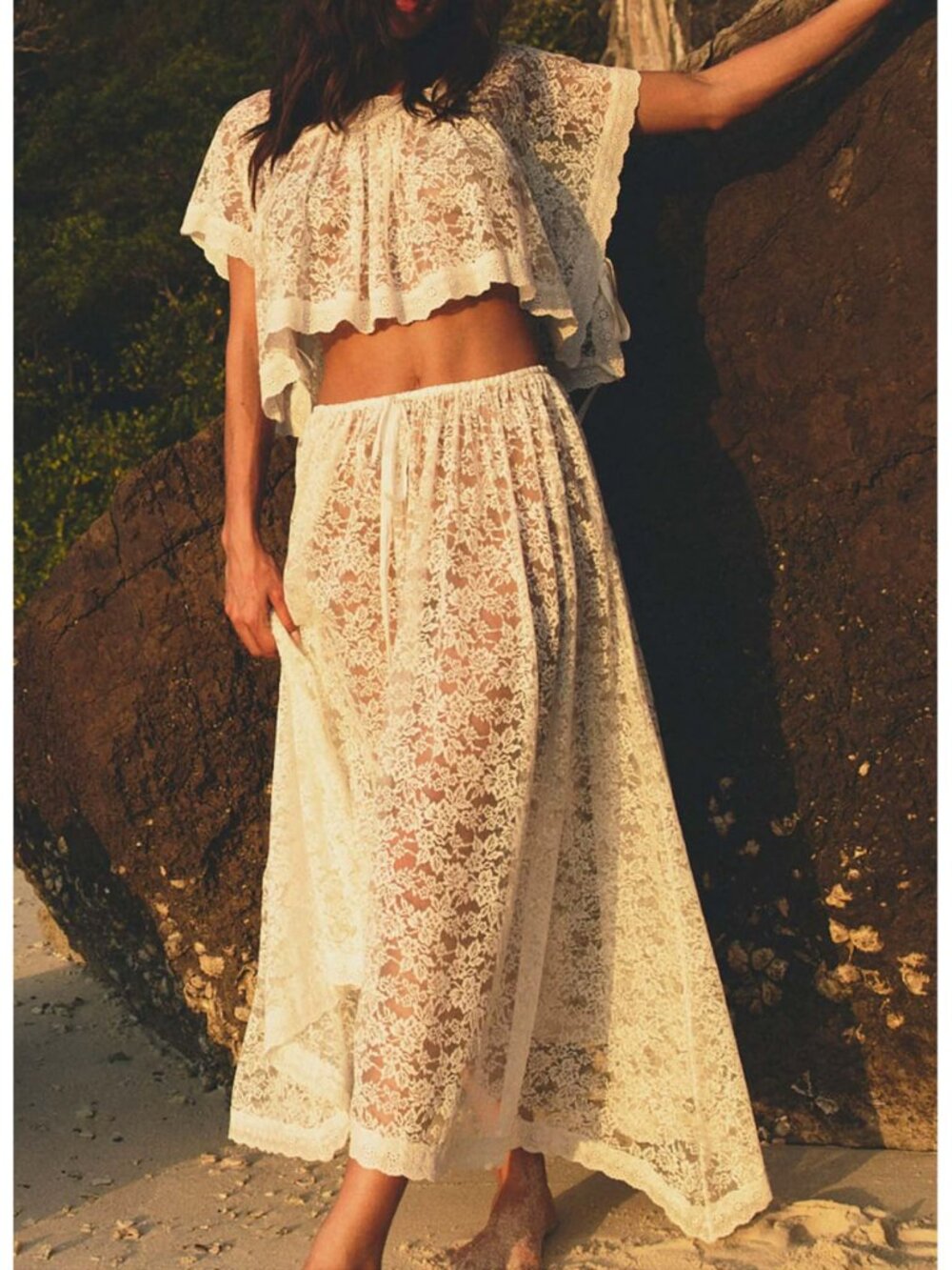 Doen NWOT Zinnia Lace Skirt in Salt S